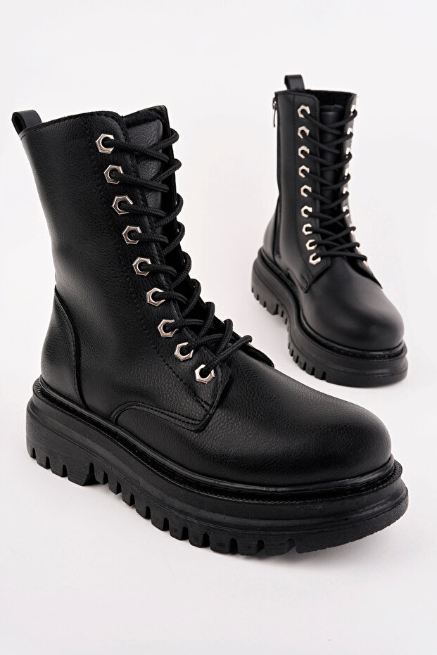 Women's Orthopedic Insole with Fur Inside Waterproof Non-Slip Rubber Sole Guaranteed Winter Boots Black