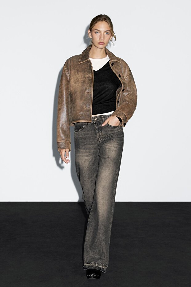 Orta bel İspanyol paça jean - 3