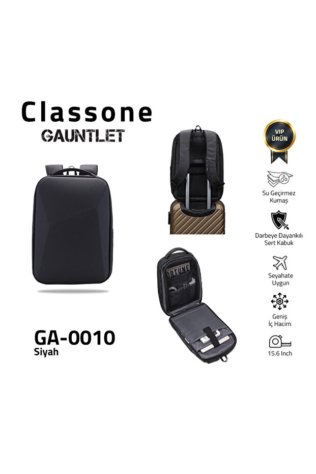 حقيبة كمبيوتر محمول من القماش المقاوم للماء مقاس 15.6 بوصة من سلسلة GA-0010 Gauntlet V1 - أسود