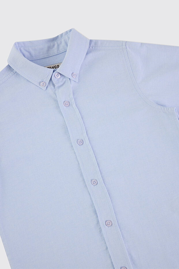 Erkek Çocuk Basic Mavi Oxford Gömlek - 4