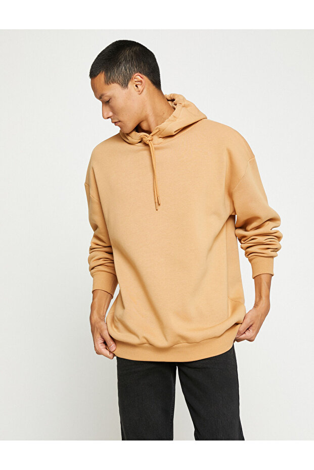 Hooded Oversize Sweatshirt Ribbed Long Sleeve
