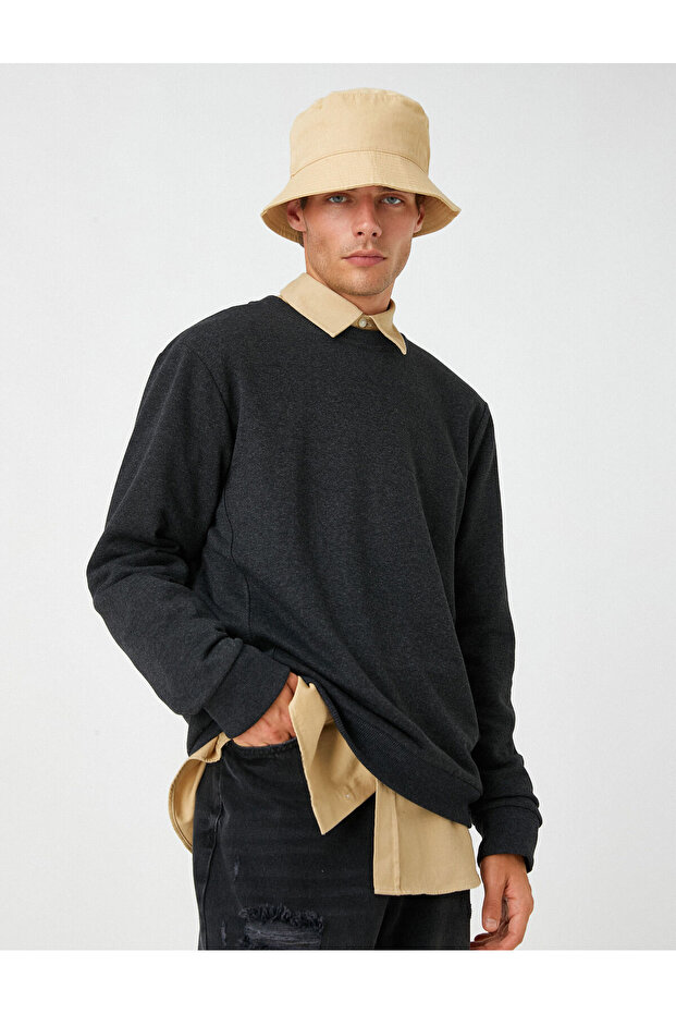 Basic Sweatshirt Bisiklet Yaka - 2