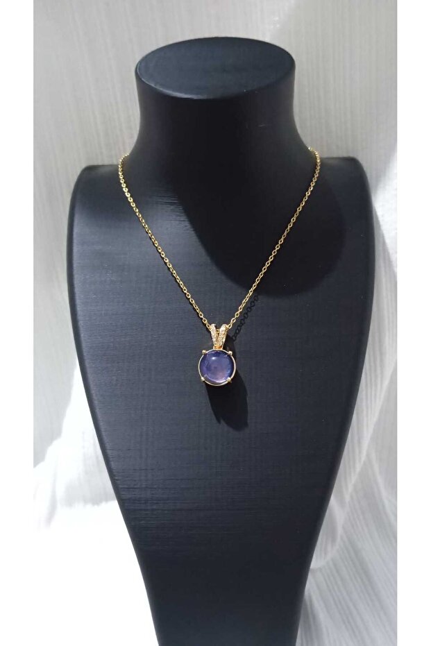 Lacivert taşlı kolye - 1