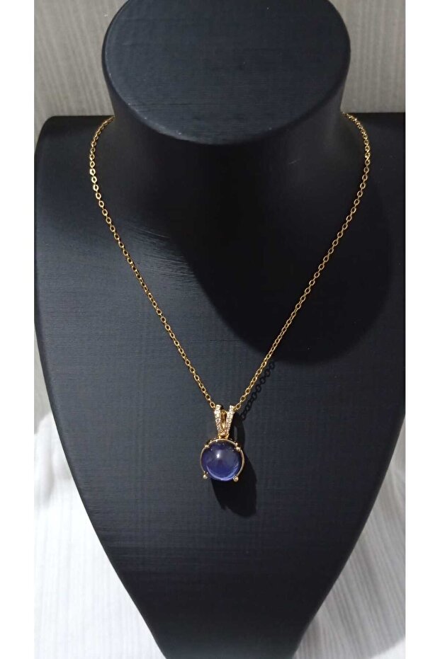 Lacivert taşlı kolye - 4