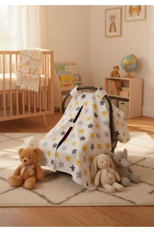 Baby Stroller Cover Double Layer Lined Stroller Cover Yellow Star Pattern Snap Fastener Stroller Cover