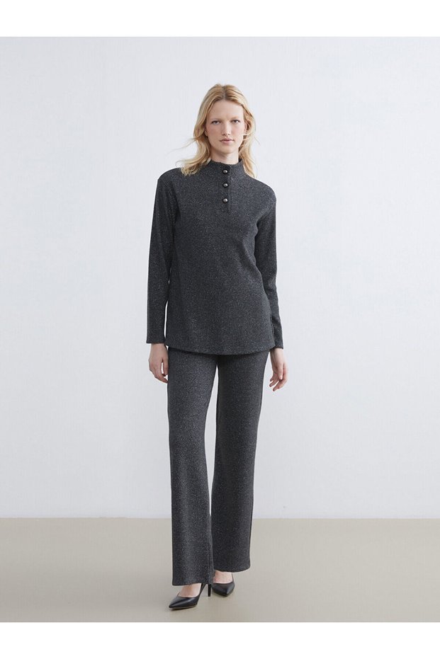 Özmarka New Season Elastic Waist Wide Leg Women's Trousers