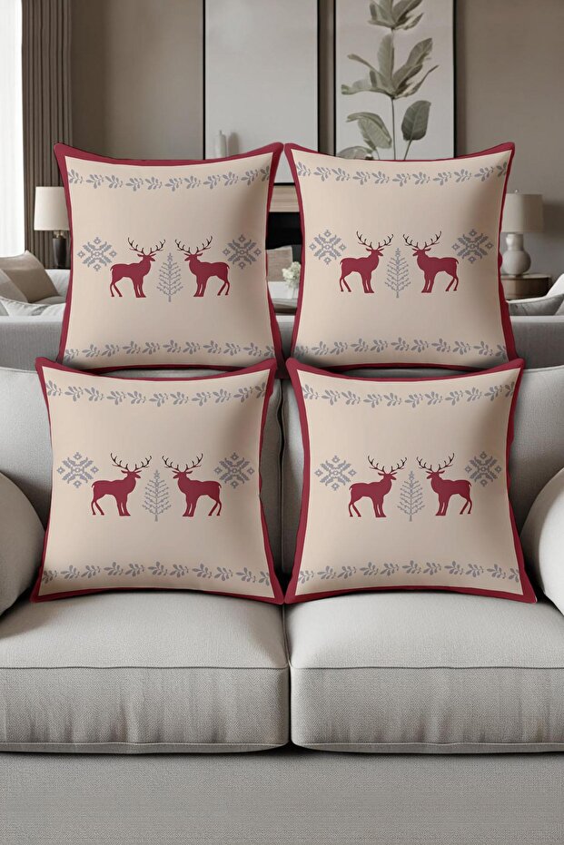 Digital Printed Soft Textured 4-Piece Throw Pillow Cover Set (43X43 cm) Krl0045