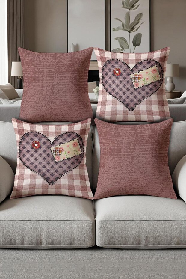 Digital Printed Soft Textured 4-Piece Throw Pillow Cover Set (43X43 cm) Krl0087