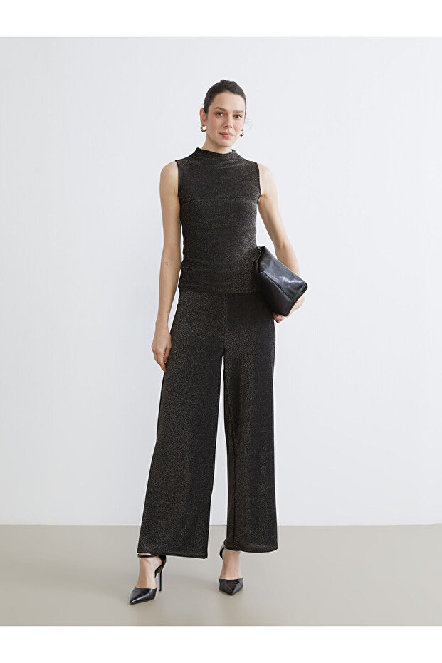 Ermus Global and Mixed Waist Elasticated Shiny Look Women's Trousers