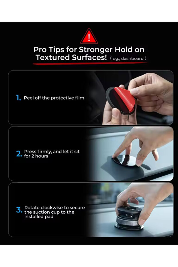 K007 Black Strong Magnetic Phone Holder, 360° Adjustable Foldable Vacuum Mount - 4