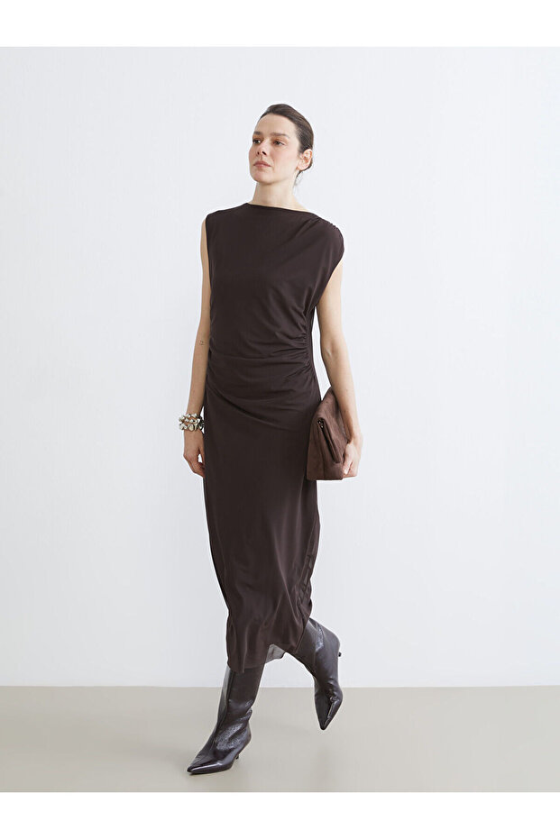 Özmarka New Season Crew Neck Gathered Dress