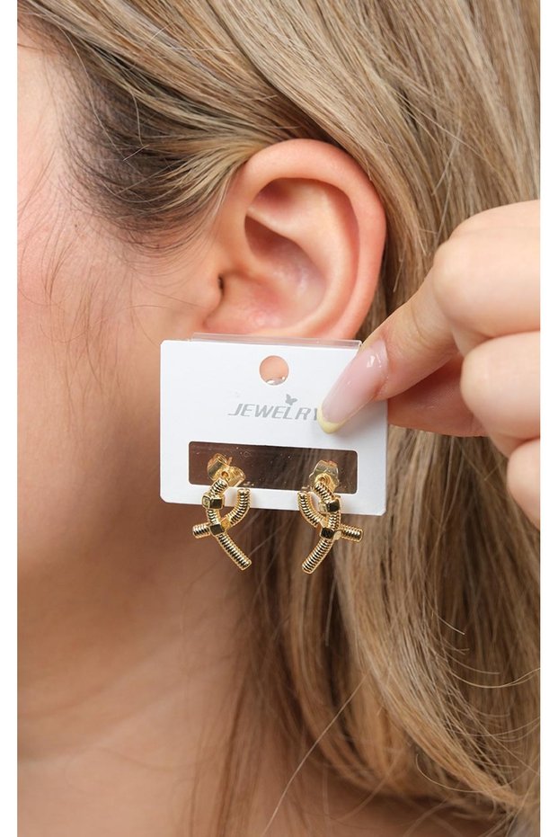 Unisex Yellow Color Tarnish-Resistant Steel Screw Design Earrings