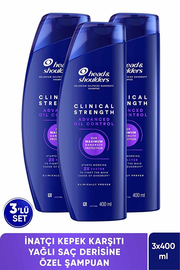 Clinical Strength Advanced Oil Control Stubborn Anti-Dandruff Oil Balancing Shampoo 400 ml X 3