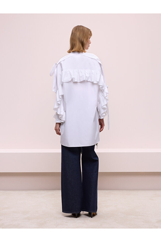 Fırfır Detaylı Poplin Gömlek - 3