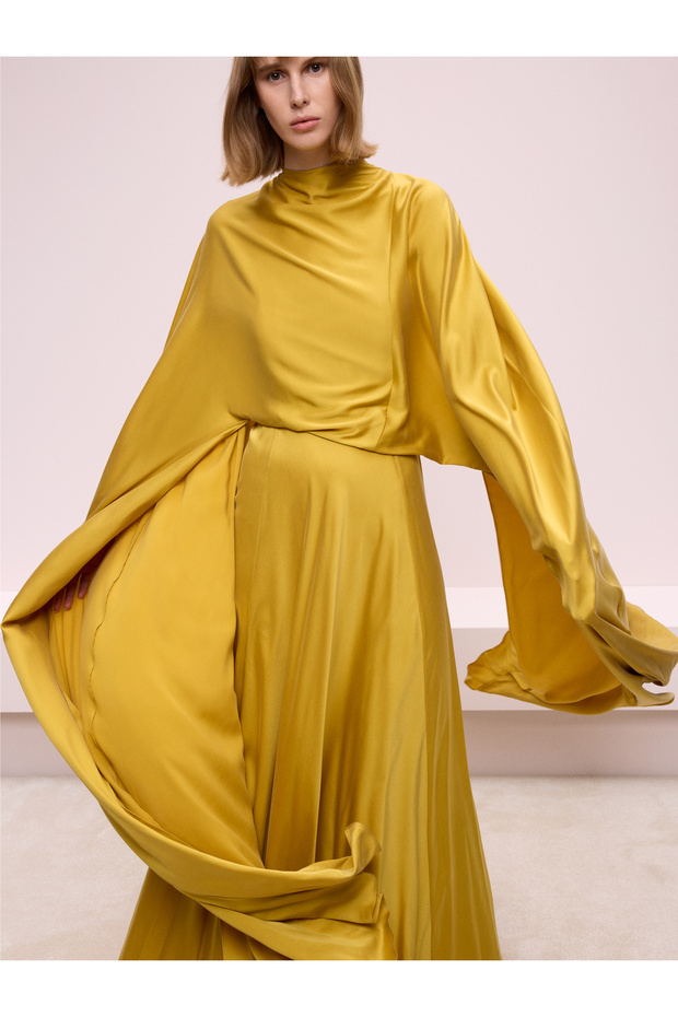 Pelerin Görünümlü Elbise - 6