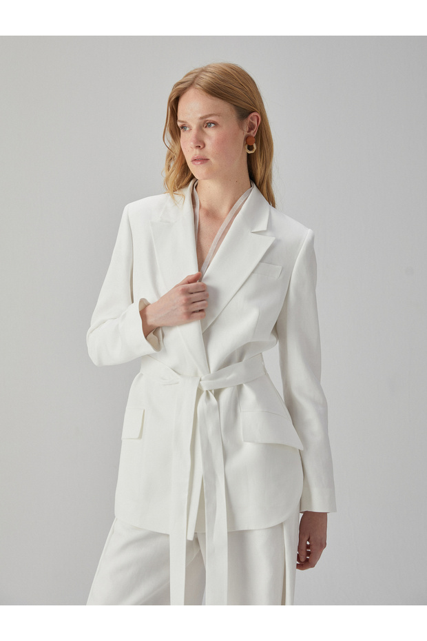 Oversize Keten Ceket - 6