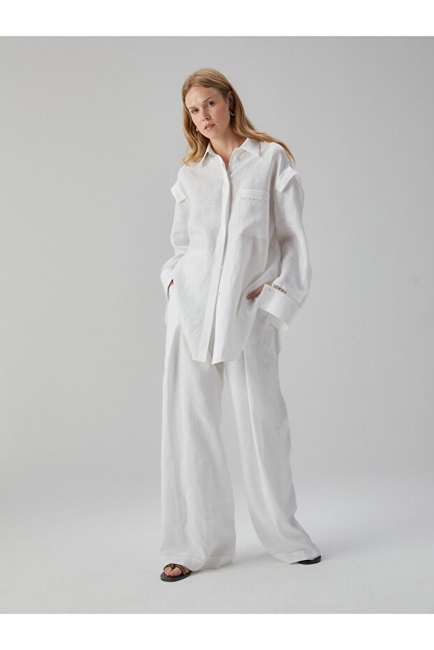 Keten Oversiz Gömlek - 4