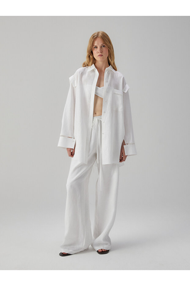 Keten Oversiz Gömlek - 6