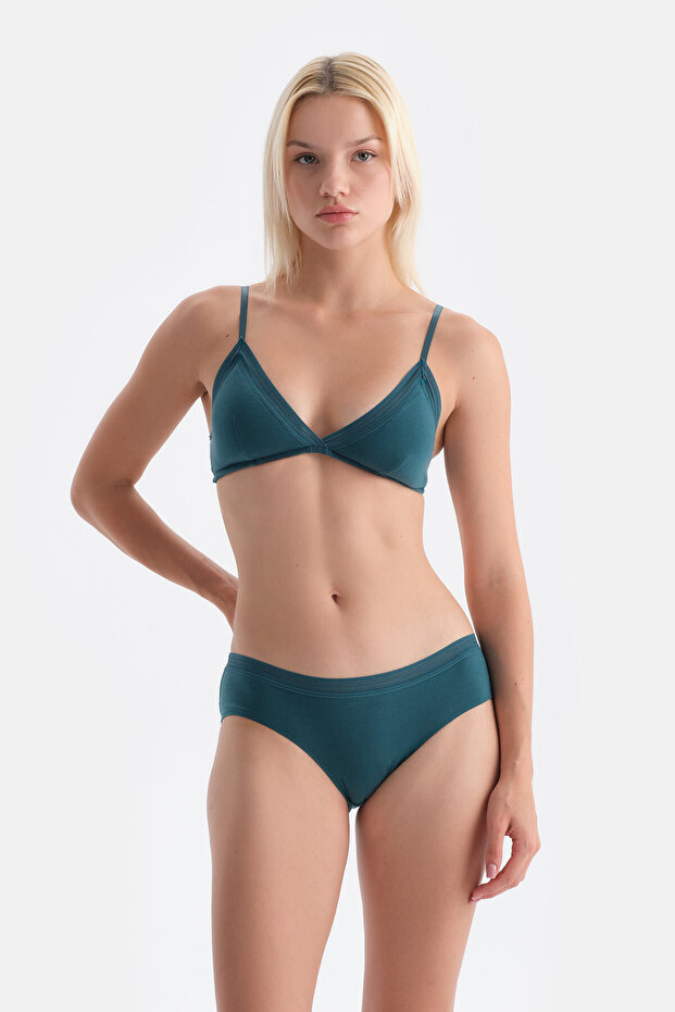 Koyu Yeşil Basic Üçgen Formlu Soft Sütyen - 4