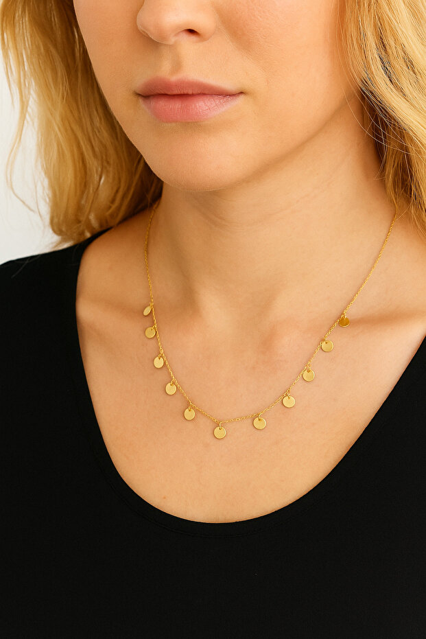 Mini Pullu Gümüş Kolye - 2