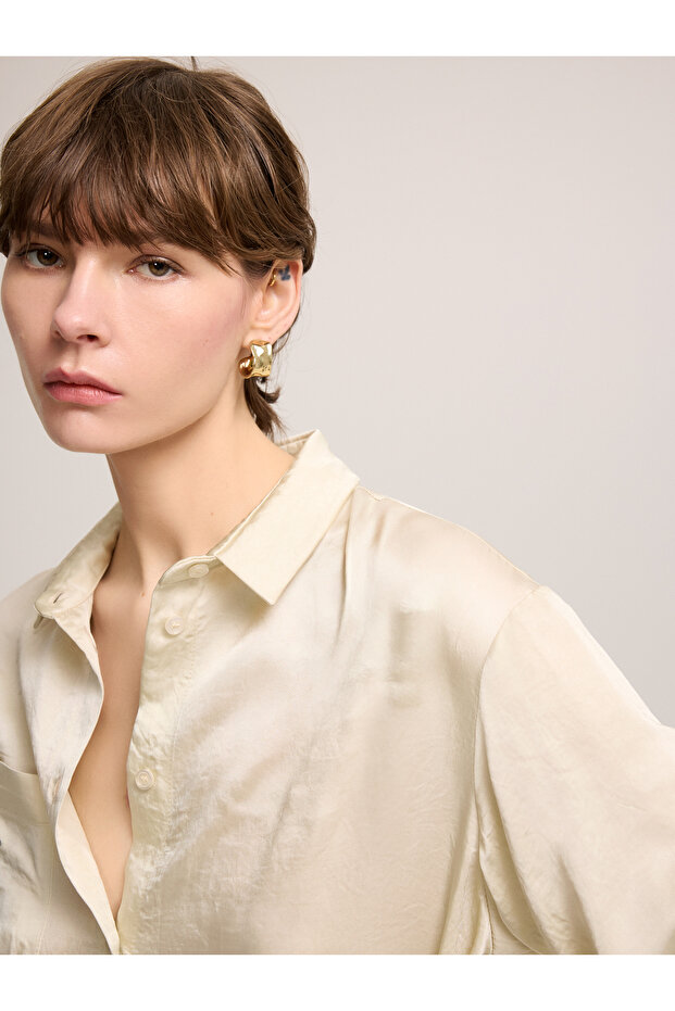 Taş İşlemeli Açık Bej Tunik - 1