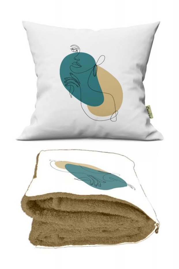Modern Silhouette Patterned Optional Cushion Inside TV Blanket 110x170cm