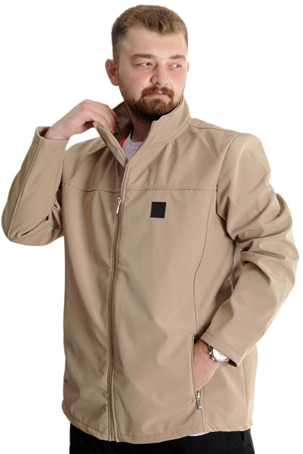 معطف رجالي كبير الحجم من Mode Xl مقاوم للماء Softshell 21232 بيج