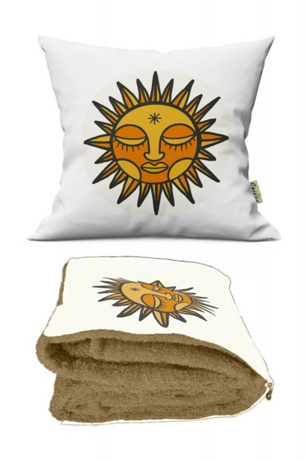 Indian Sun Patterned Optional Pillow Inside Tv Blanket 110X170Cm