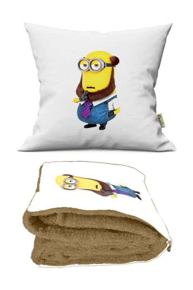 Minions Patterned Optional Pillow Inside Tv Blanket 110X170Cm