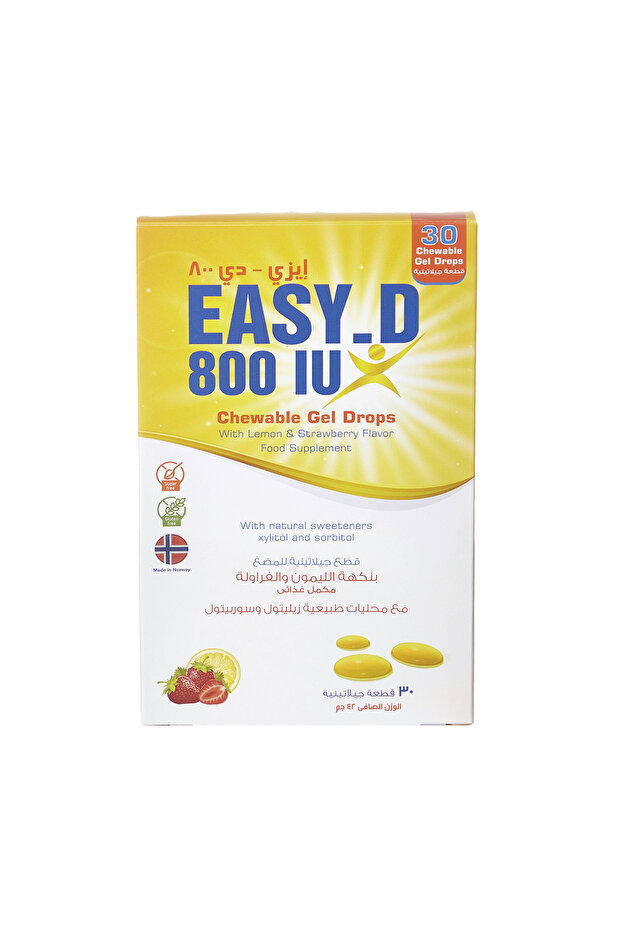 Easy D Vitamin D3(800 IU) Lemon and Strawberry Flavor 30 Gummies