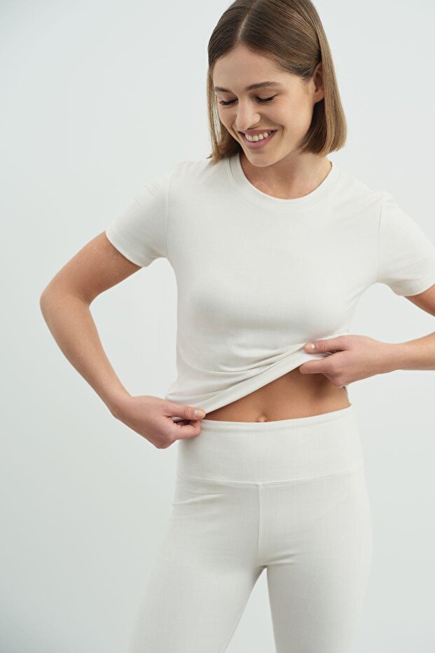 Yüksek Bel Soft Pantolon Bej - 6