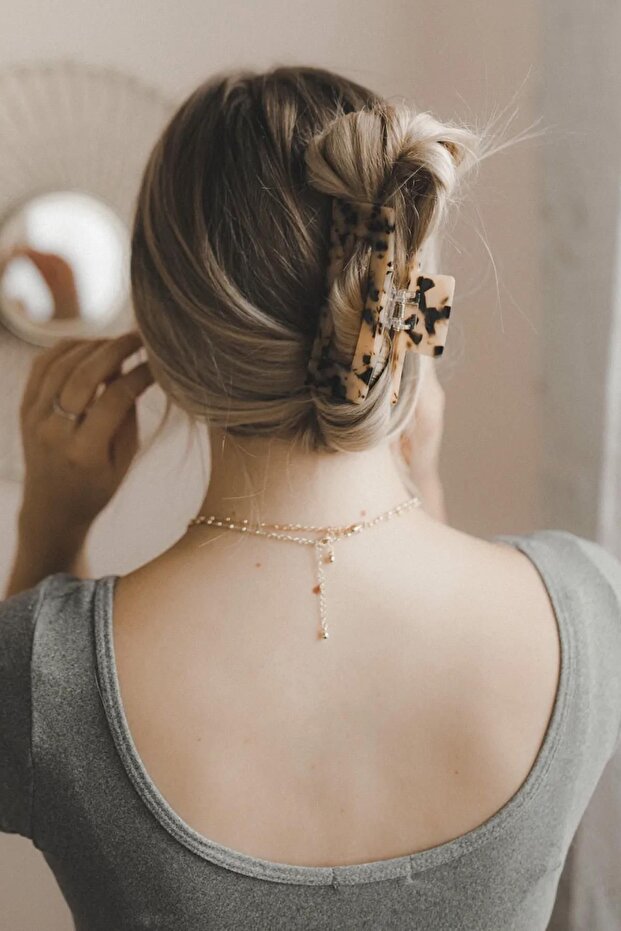 مشبك مزلاج كبير مستطيل فاخر على شكل عظمة - 2