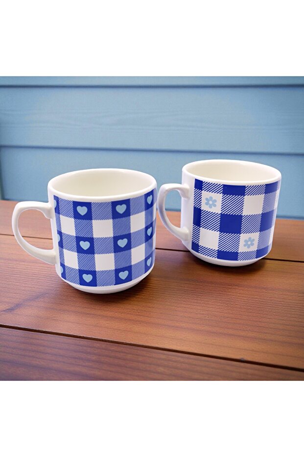 Plaid Patterned 2-Piece Cup Set - 6