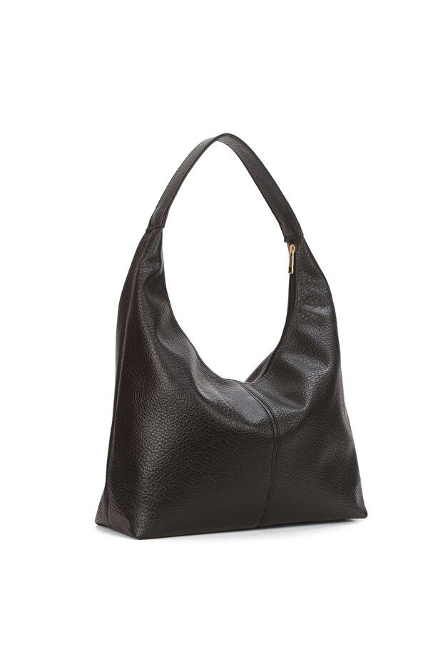 Дамска ежедневна мека текстурирана голяма черна чанта през рамо и чанта тип тоут - 7