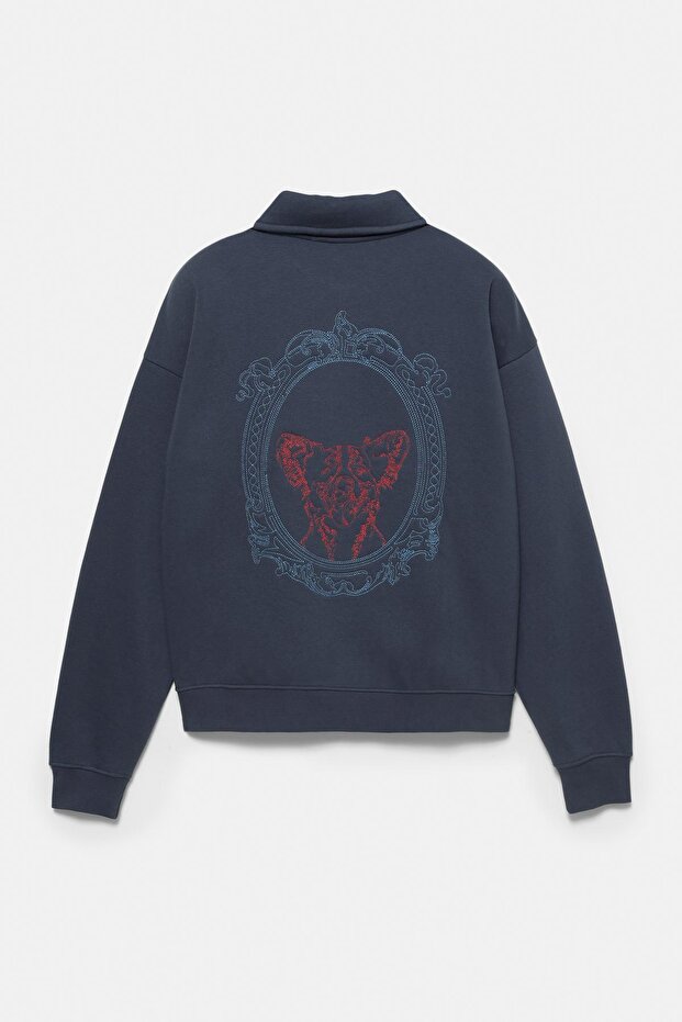 Nakışlı polo sweatshirt - 8