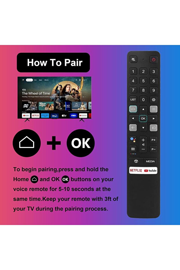 جهاز تحكم عن بعد صوتي بديل لتلفزيون TCL Android Smart TV RC901V - 7