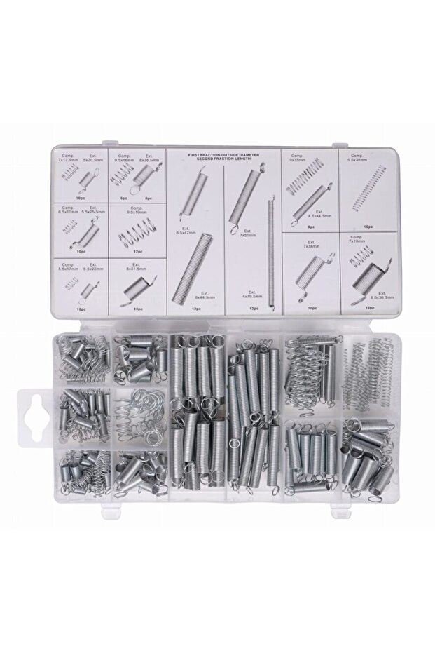 Compression and tension spring set, 200 elements, - 1