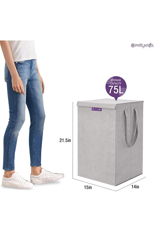 سلة غسيل كبيرة مستطيلة الشكل مصنوعة من قماش غير منسوج - 4