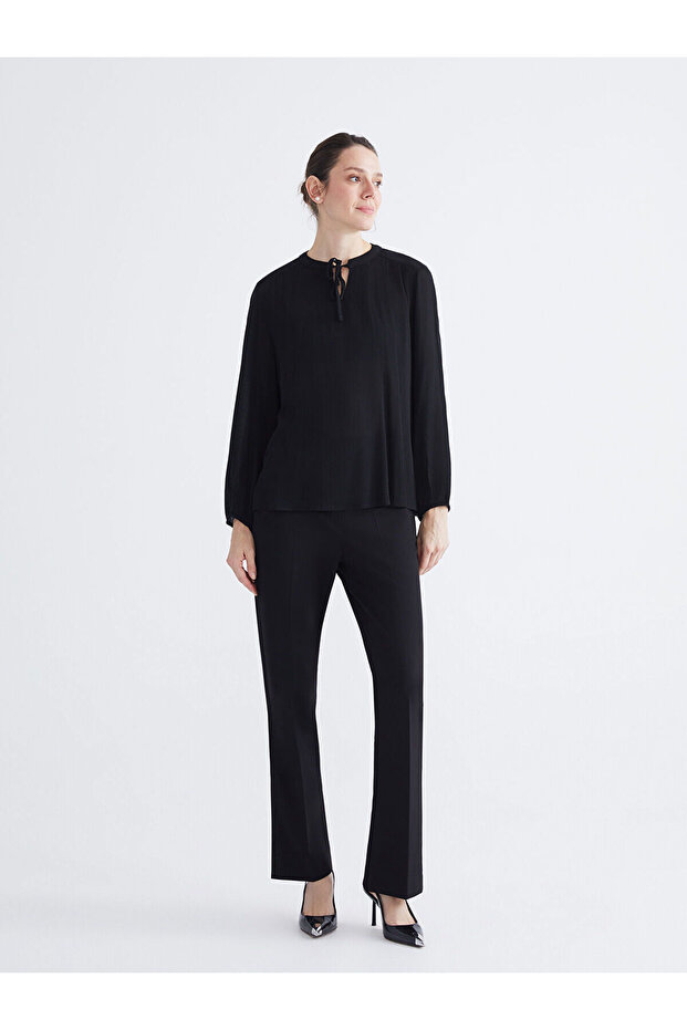 Lcwaikiki Classic Black Standard Fit Flared Women's Trousers