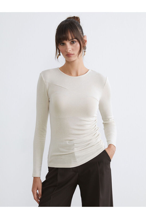 Two Mt Shop Quality Soulife Beige Plain Standard & Regular Long Sleeve Women's Bodysuit