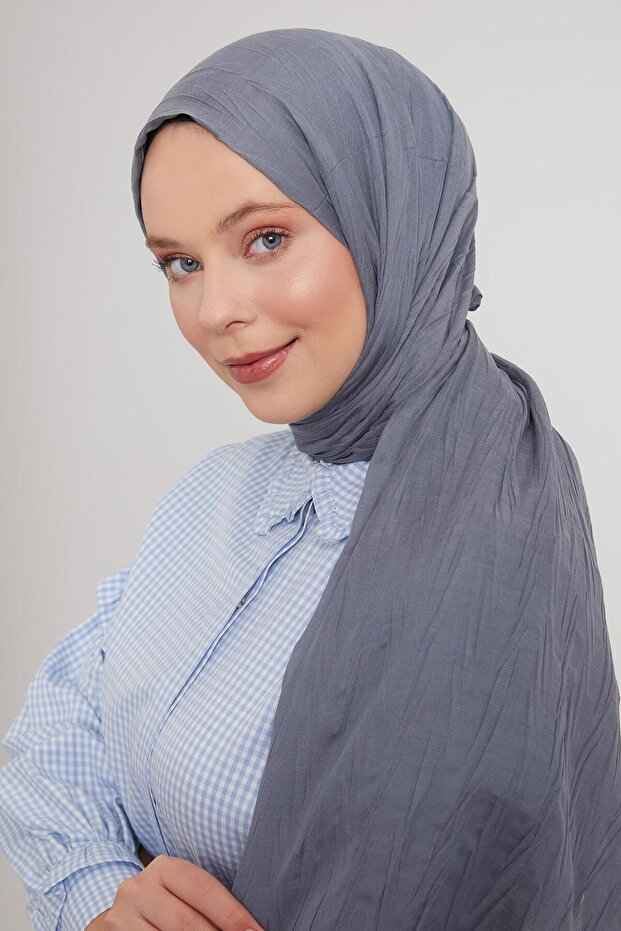 Füme Pliseli Pamuklu Şal - 3