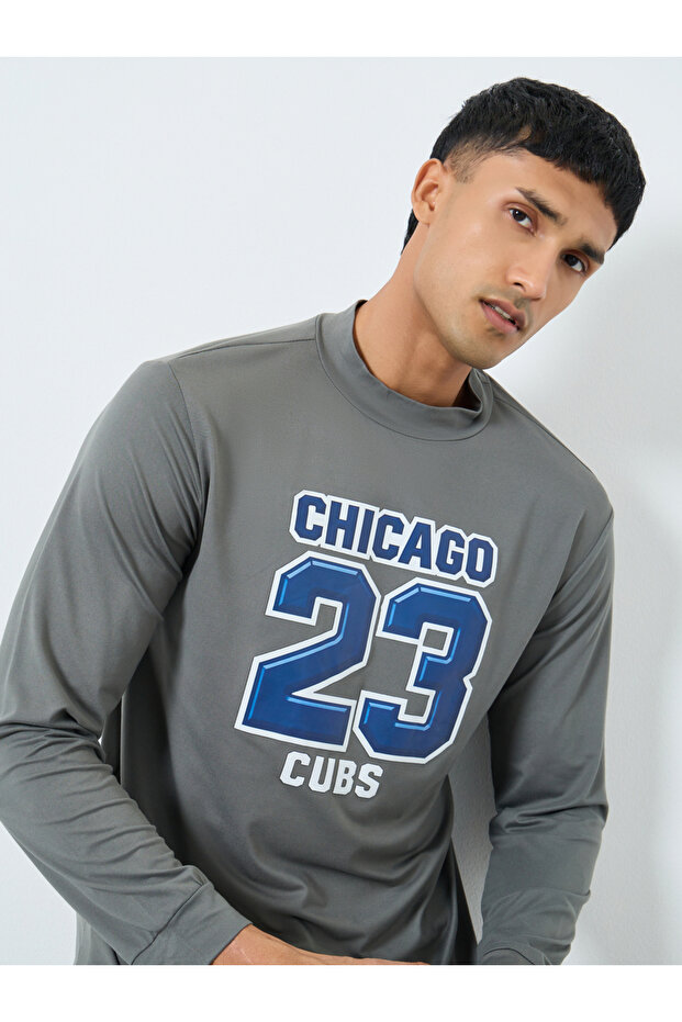 Grey Chicago Cubs Graphic Slim Fit T-Shirt