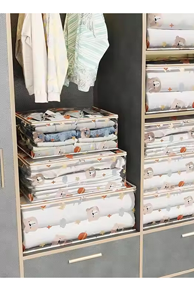 حقيبة تخزين الملابس، مع نافذة شفافة، للألحفة والبطانيات والفراش - 7