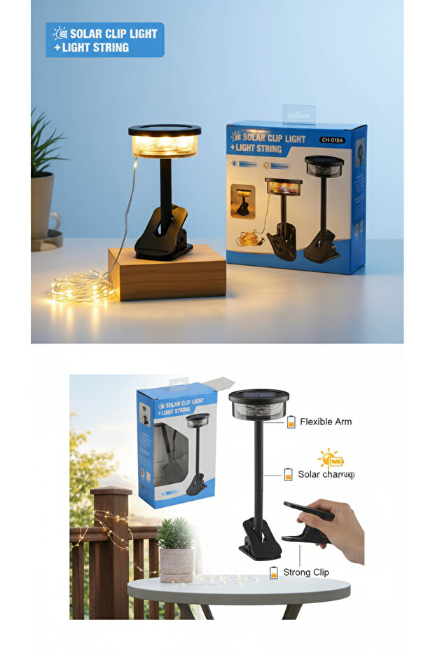 مشبك ضوء يعمل بالطاقة الشمسية + سلسلة إضاءة - 4