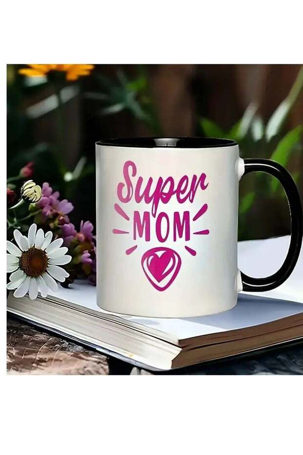 كوب سيراميك RYN Super Mom سعة 11 أونصة بتصميم قلب