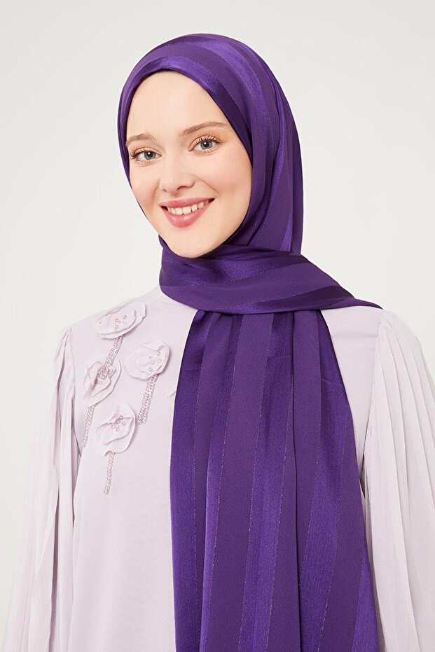 Mor Sim Şeritli Tokyo Şal - 2