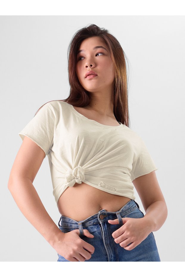Off White Relaxed Fit Slub T-Shirt