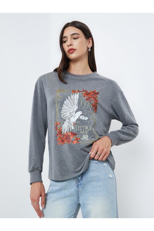 Grey Fleetwood Graphic Round Neck T-Shirt