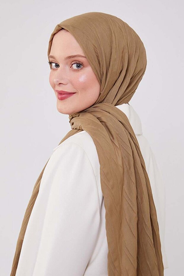 Haki Pliseli Pamuklu Şal - 4