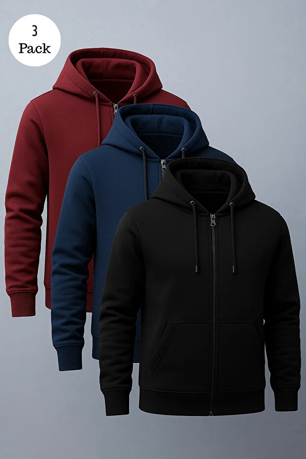 Men's Hooded Oversized 3-Pack Sweatshirt